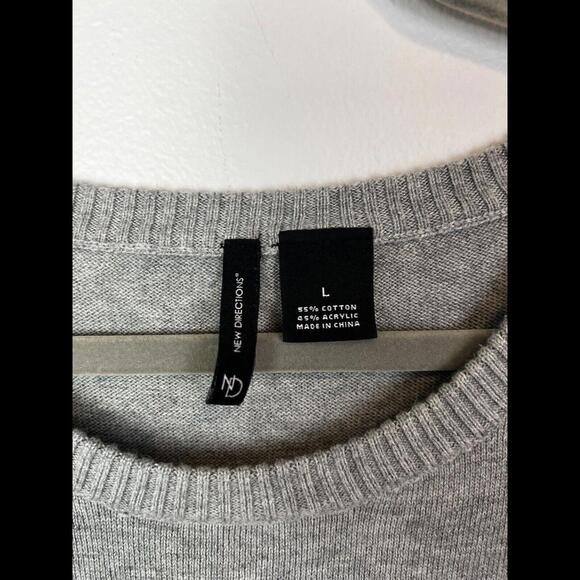 New Direction French Bulldog W/GLITZ Women's Gray Cotton Sweater SZ Large - Picture 3 of 6